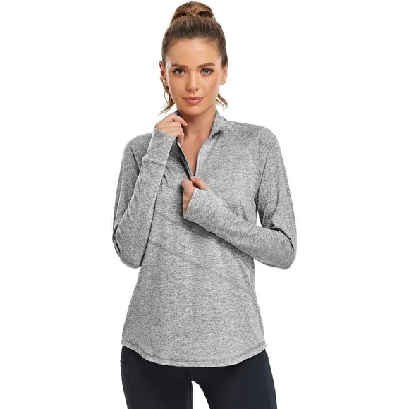 Cucuchy  Womens V Neck Golf Polo Shirts Moisture Sports Workout Tops - A-Grey - Picture 4 of 6